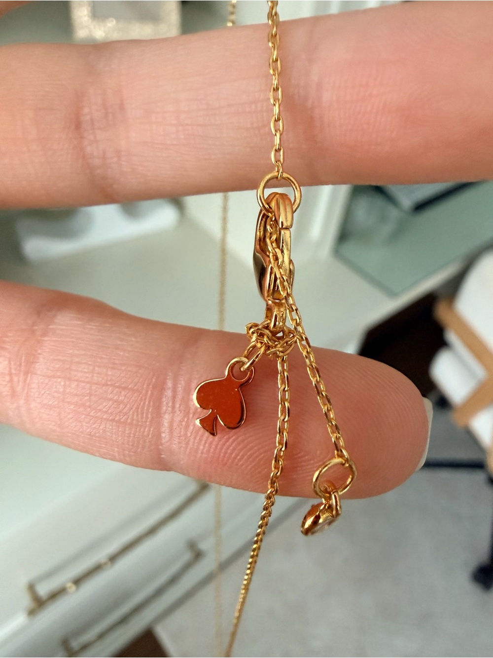KATE SPADE NEW YORK Spades & Studs Enamel Mini Pendant Necklace Gold & Black - Picture 8 of 10